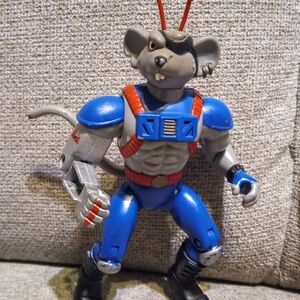 Action Figure with Blue and Gray Armor